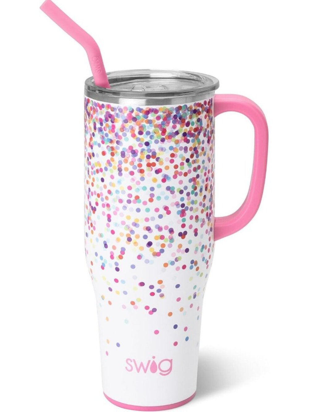 Insulated 40oz Mega Mug with Handle & Straw - Colorful Confetti Design